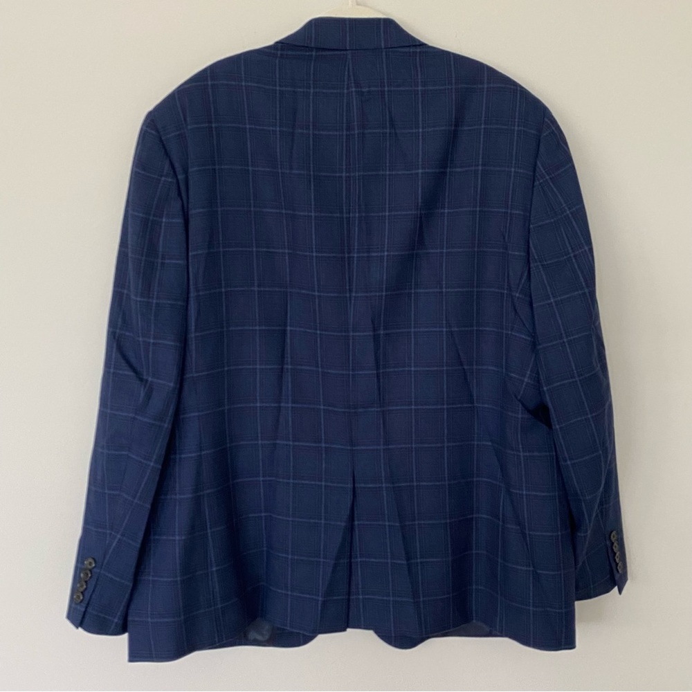 Ralph Lauren Men's Navy Windowpane Wool Blend Blazer Jacket 46R Business Casual - Picture 5 of 16